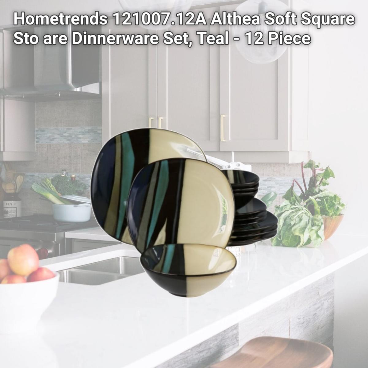 Picture of Hometrends 121007.12A Althea Soft Square Sto are Dinnerware Set, Teal - 12 Piece