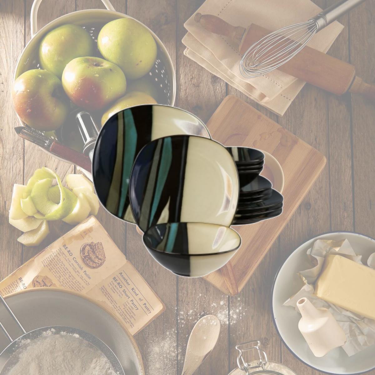 Picture of Hometrends 121007.12A Althea Soft Square Sto are Dinnerware Set, Teal - 12 Piece