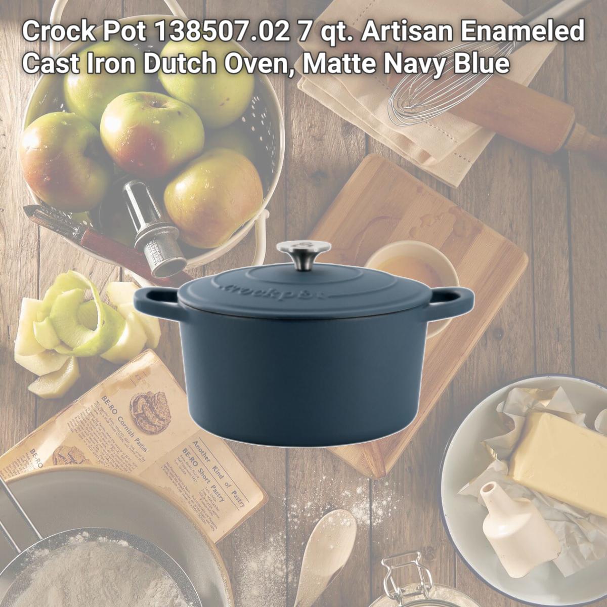 Picture of Crock Pot 138507.02 7 qt. Artisan Enameled Cast Iron Dutch Oven, Matte Navy Blue