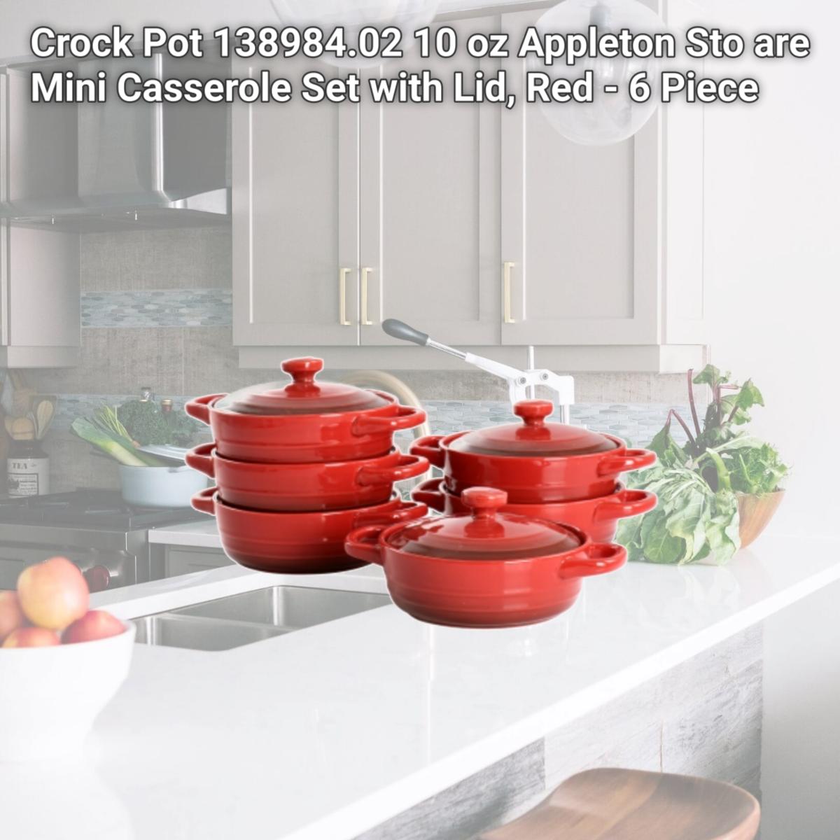 Picture of Crock Pot 138984.02 10 oz Appleton Sto are Mini Casserole Set with Lid, Red - 6 Piece