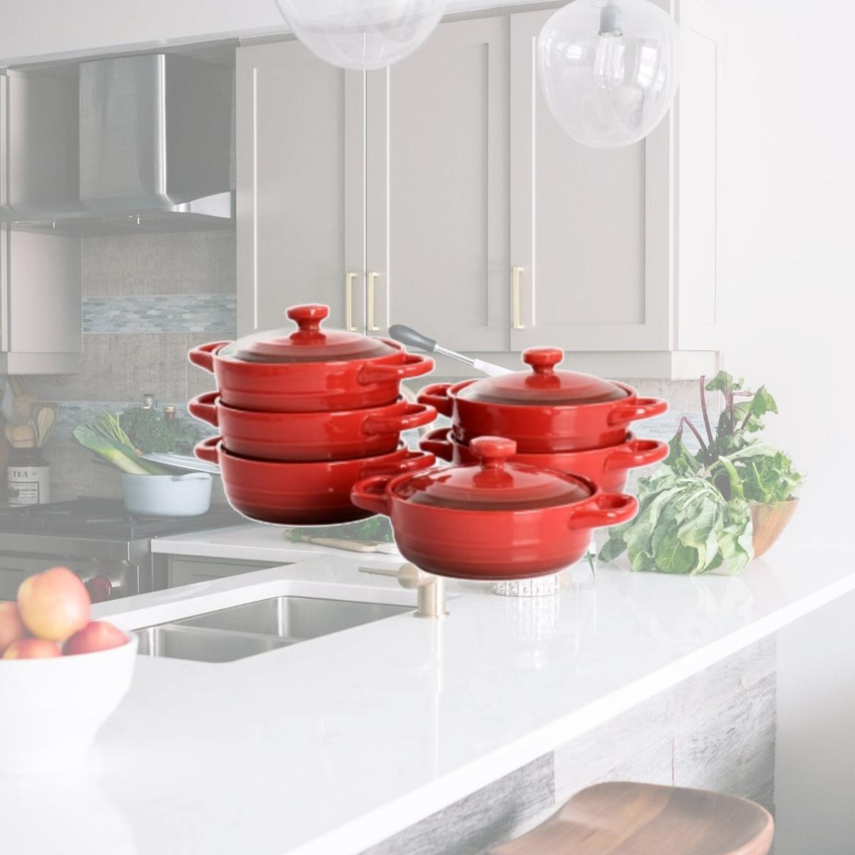 Picture of Crock Pot 138984.02 10 oz Appleton Sto are Mini Casserole Set with Lid, Red - 6 Piece