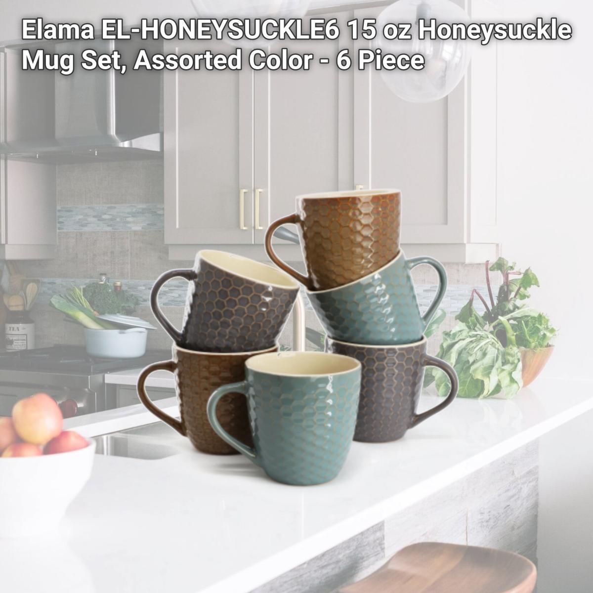 Picture of Elama EL-HONEYSUCKLE6 15 oz Honeysuckle Mug Set, Assorted Color - 6 Piece