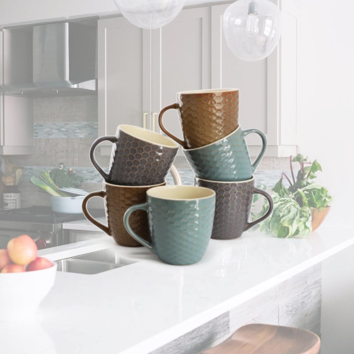 Picture of Elama EL-HONEYSUCKLE6 15 oz Honeysuckle Mug Set, Assorted Color - 6 Piece