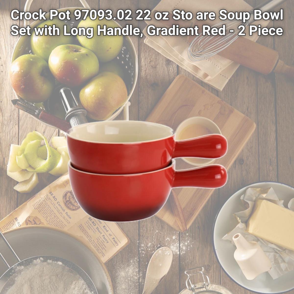 Picture of Crock Pot 97093.02 22 oz Sto are Soup Bowl Set with Long Handle, Gradient Red - 2 Piece