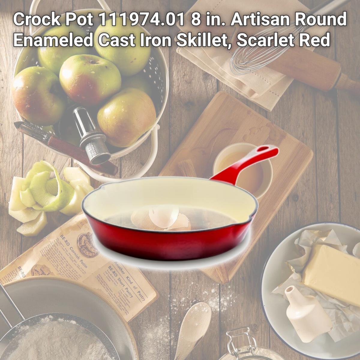 Picture of Crock Pot 111974.01 8 in. Artisan Round Enameled Cast Iron Skillet, Scarlet Red