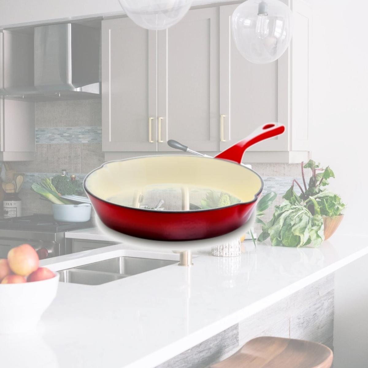 Picture of Crock Pot 111974.01 8 in. Artisan Round Enameled Cast Iron Skillet, Scarlet Red