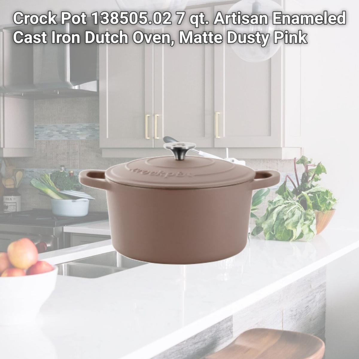 Picture of Crock Pot 138505.02 7 qt. Artisan Enameled Cast Iron Dutch Oven, Matte Dusty Pink