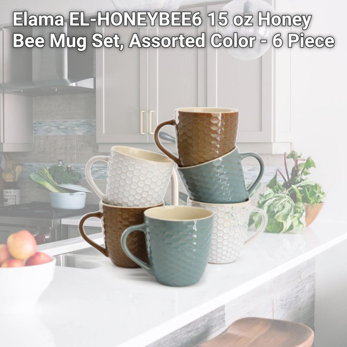 Picture of Elama EL-HONEYBEE6 15 oz Honey Bee Mug Set, Assorted Color - 6 Piece