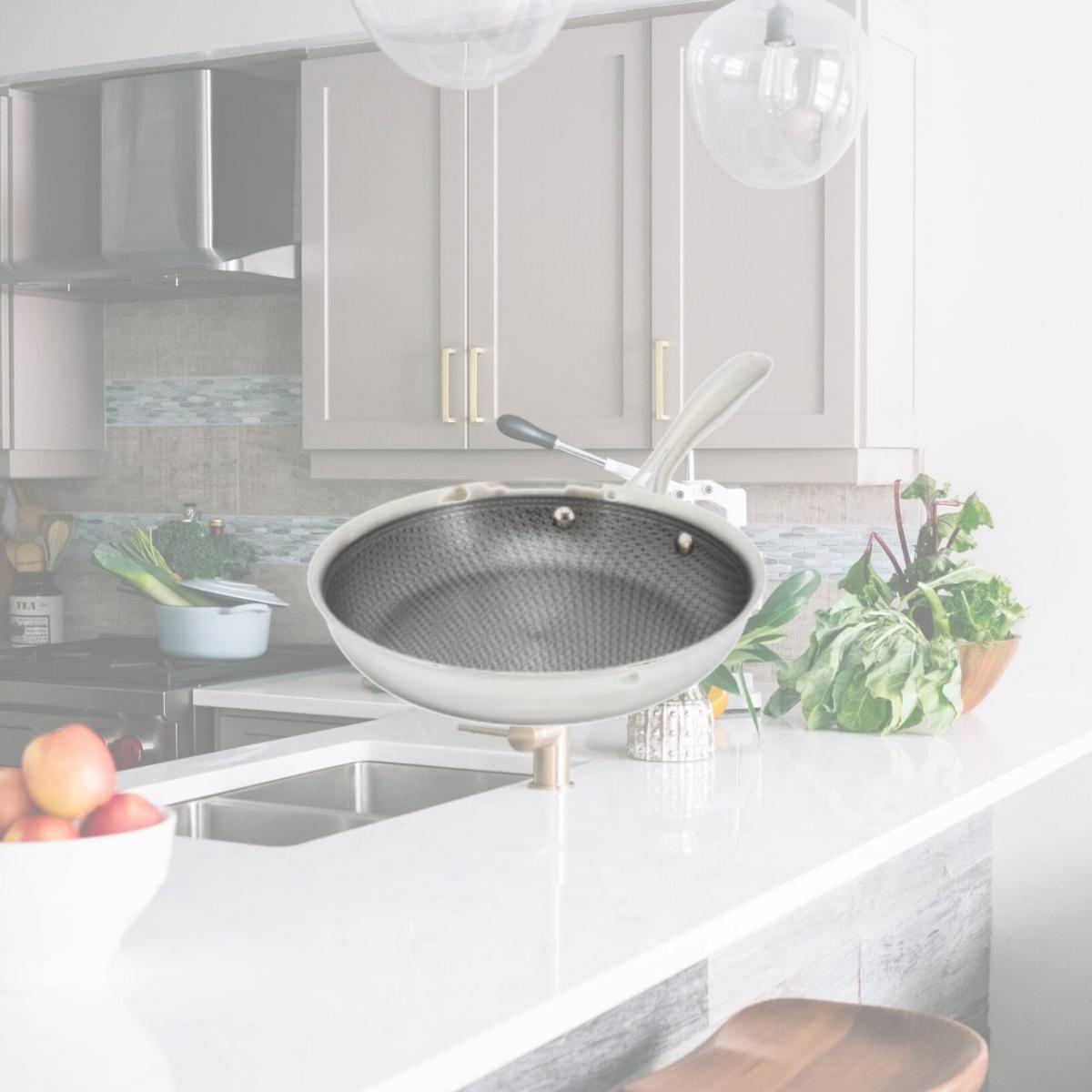 Picture of Oster 142499.01 9.5 in. Modessa Nonstick Tri Ply Stainless Steel Frying Pan, Silver