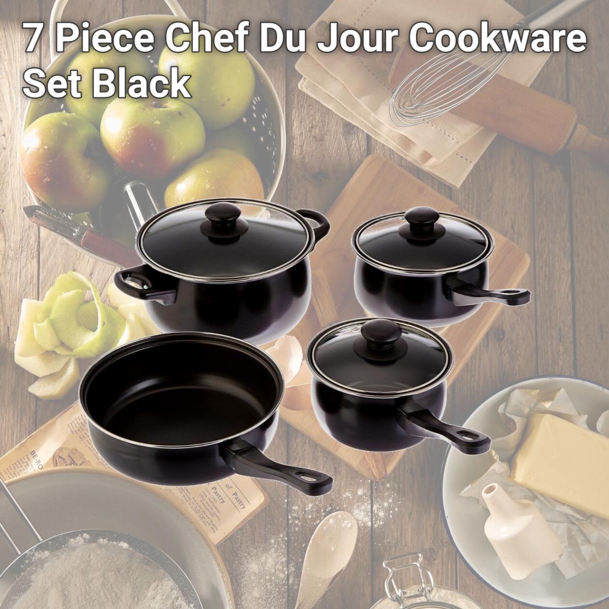Picture of Gibson 83681.07 7 Piece Chef Du Jour Cookware Set, Black