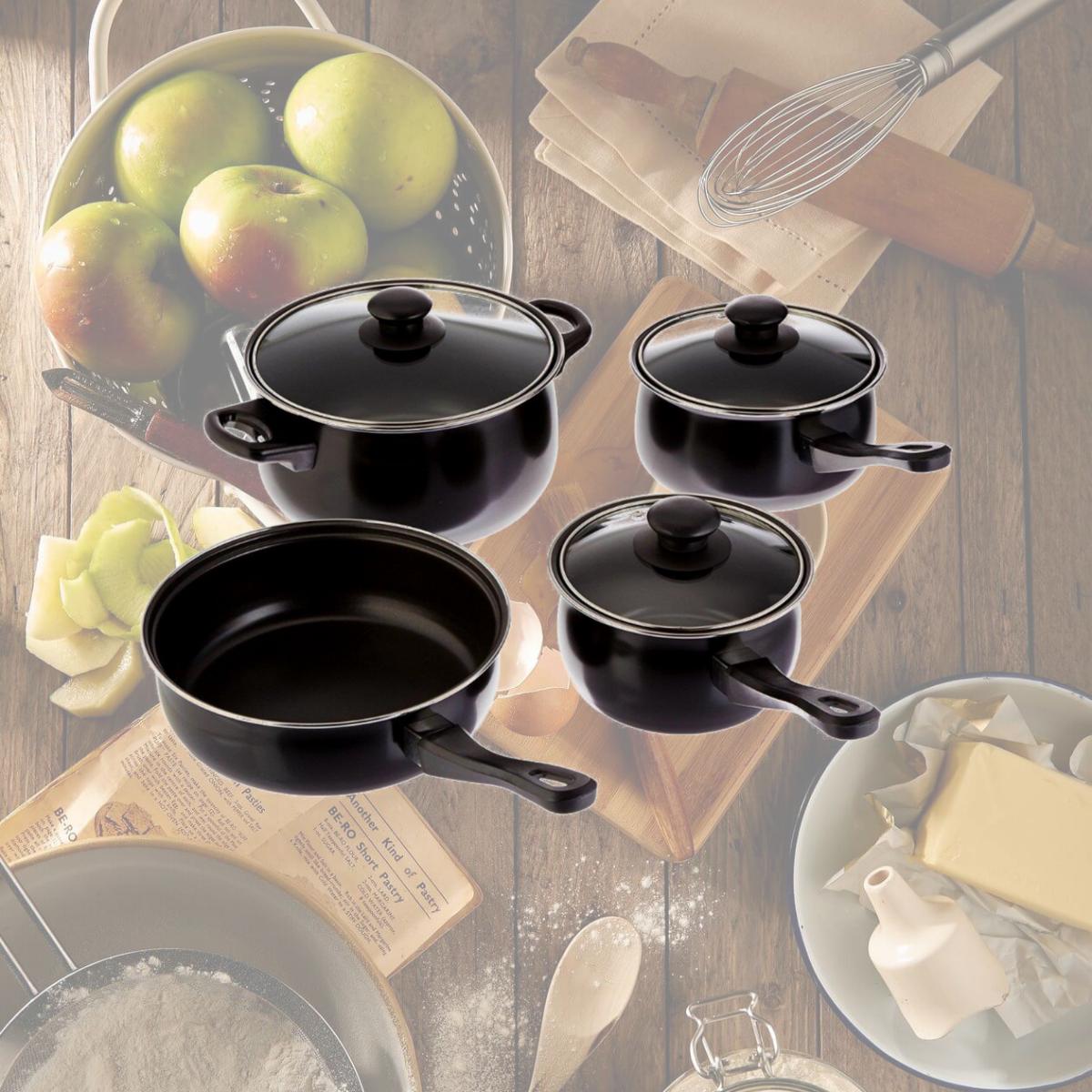 Picture of Gibson 83681.07 7 Piece Chef Du Jour Cookware Set, Black
