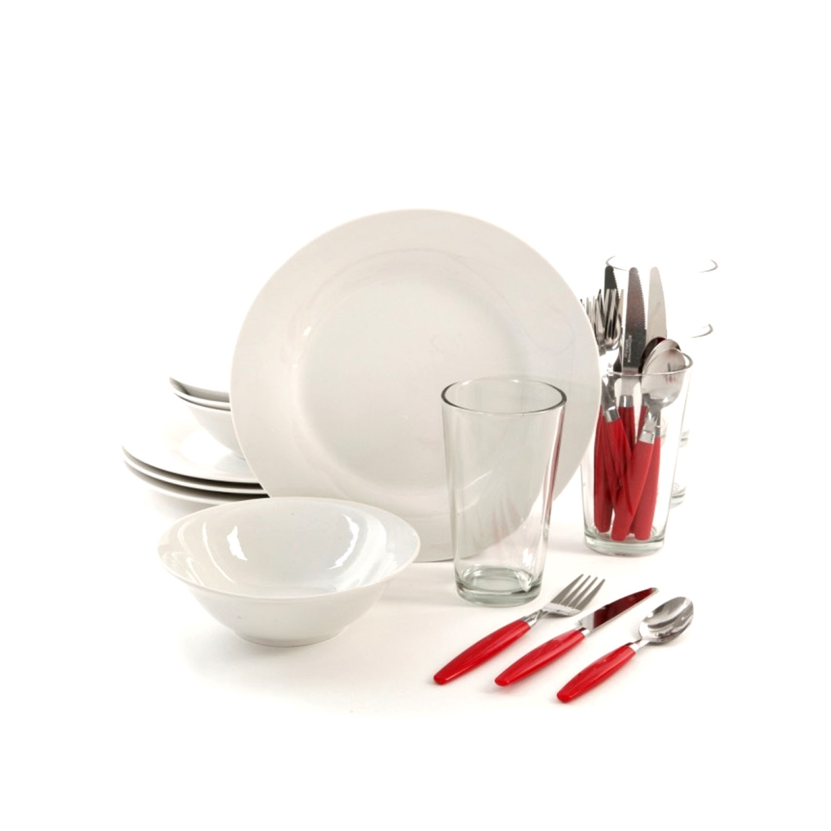 92586.24 24 Piece Delightful Dining Dinnerware Set - Red & White