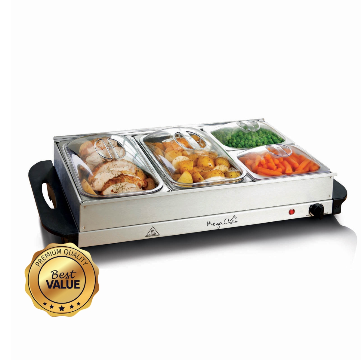 Mc-9003c Buffet Server & Food Warmer With 4 Removable Sectional Trays, Heated Warming Tray & Removable Tray Frame
