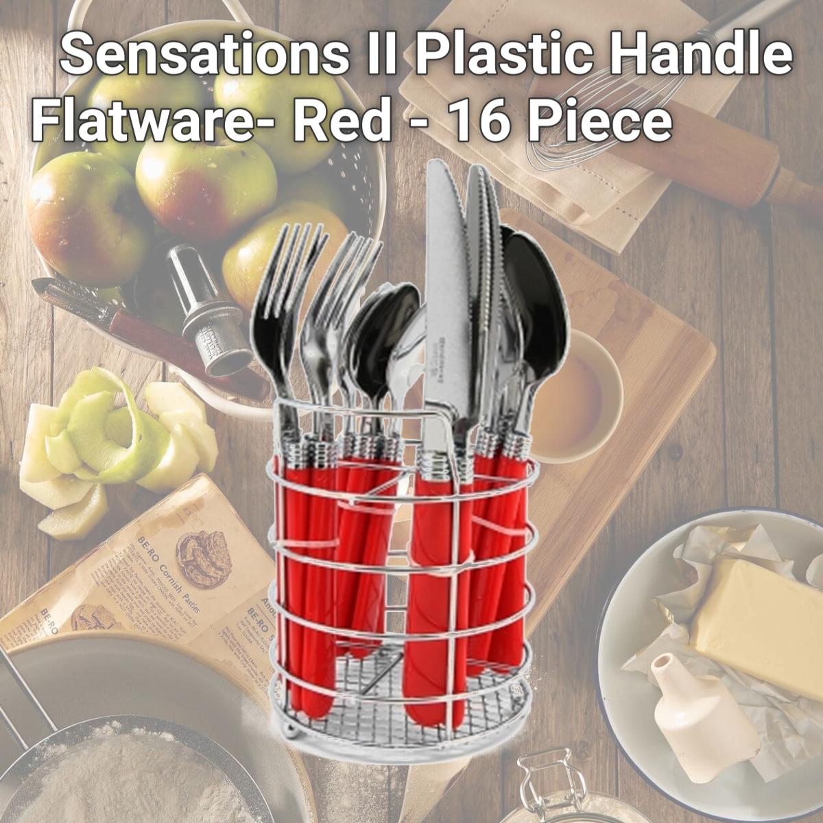 Picture of Gibson 53529.16 Sensations II Plastic Handle Flatware- Red - 16 Piece