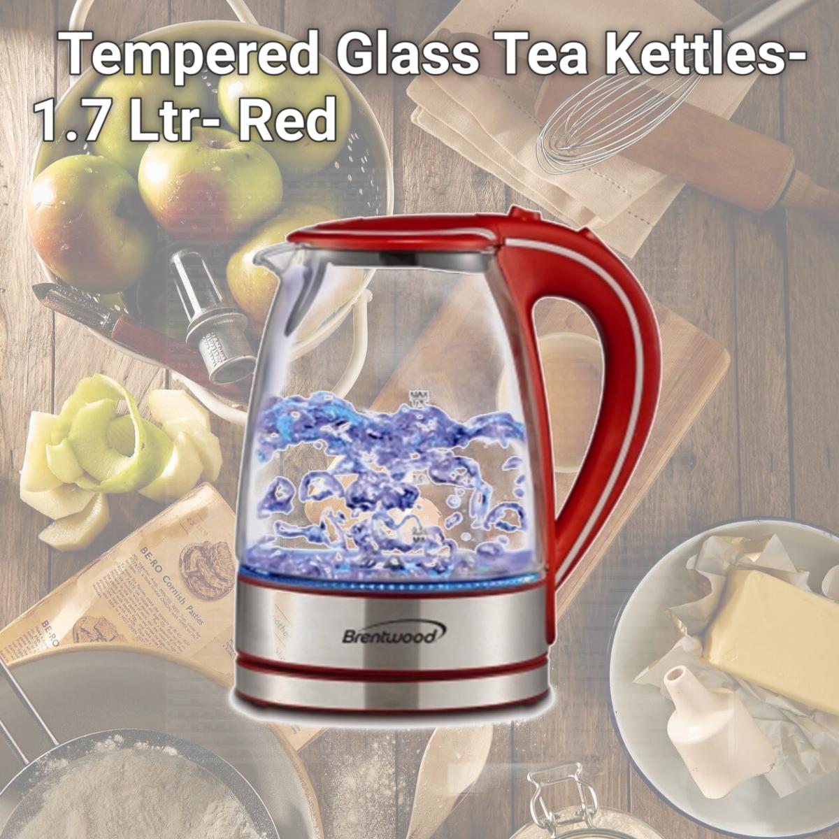 Picture of Brentwood KT-1900R Tempered Glass Tea Kettles- 1.7 Ltr- Red