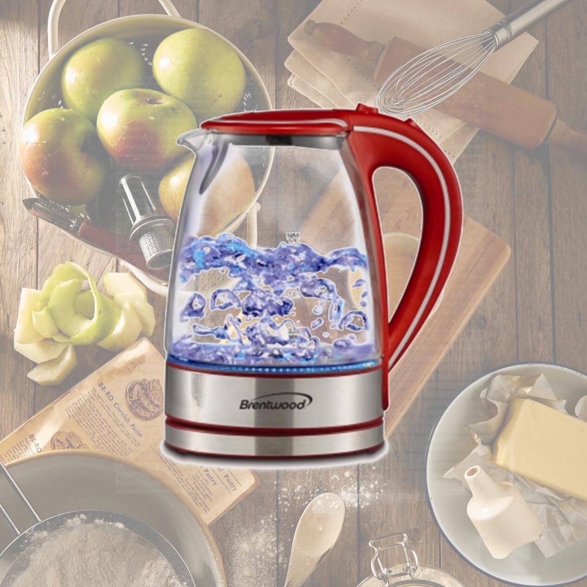 Picture of Brentwood KT-1900R Tempered Glass Tea Kettles- 1.7 Ltr- Red