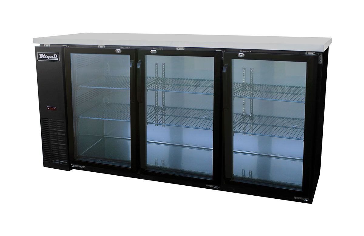 C-bb72g-hc 72.8 In. 19.6 Cu. Ft. Competitor Series Refrigerated Back Bar Cabinet 3 Glass Doors, Black & Stainless Steel