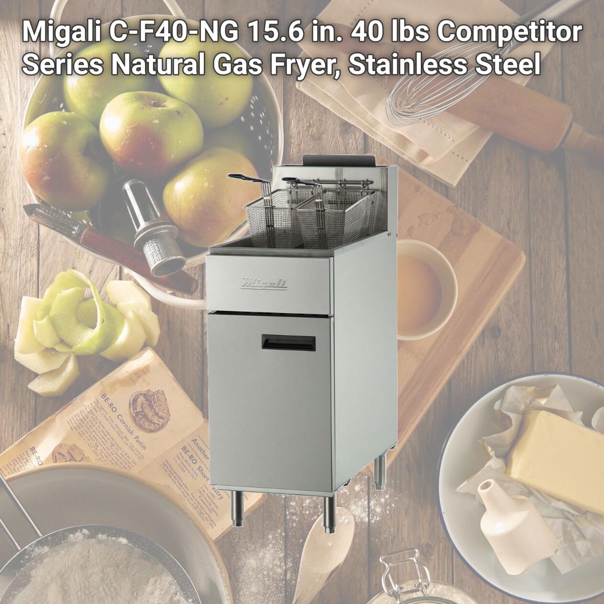 Picture of Migali C-F40-NG 15.6 in. 40 lbs Competitor Series Natural Gas Fryer, Stainless Steel