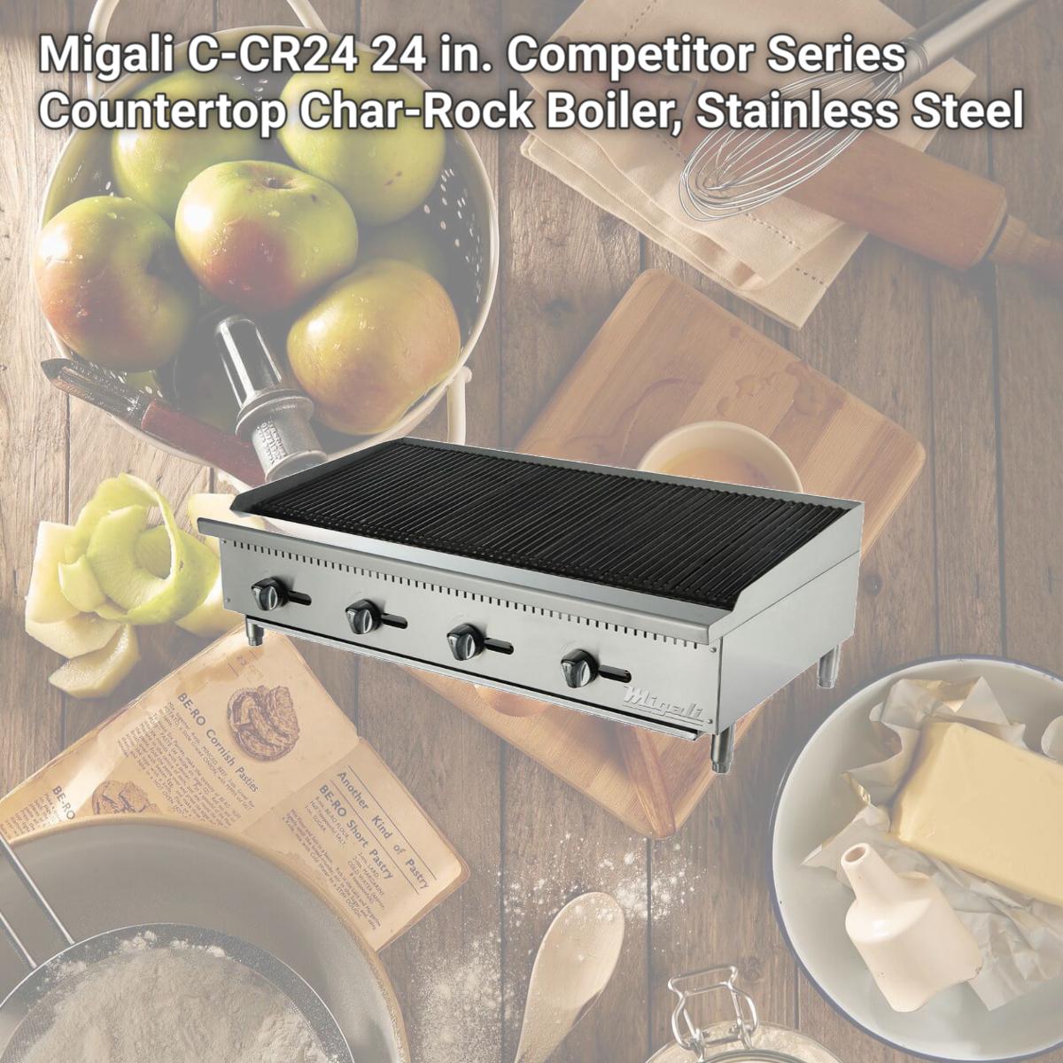 Picture of Migali C-CR24 24 in. Competitor Series Countertop Char-Rock Boiler, Stainless Steel