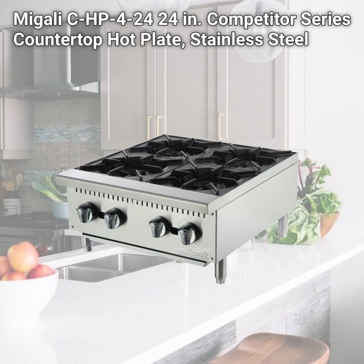 Picture of Migali C-HP-4-24 24 in. Competitor Series Countertop Hot Plate, Stainless Steel