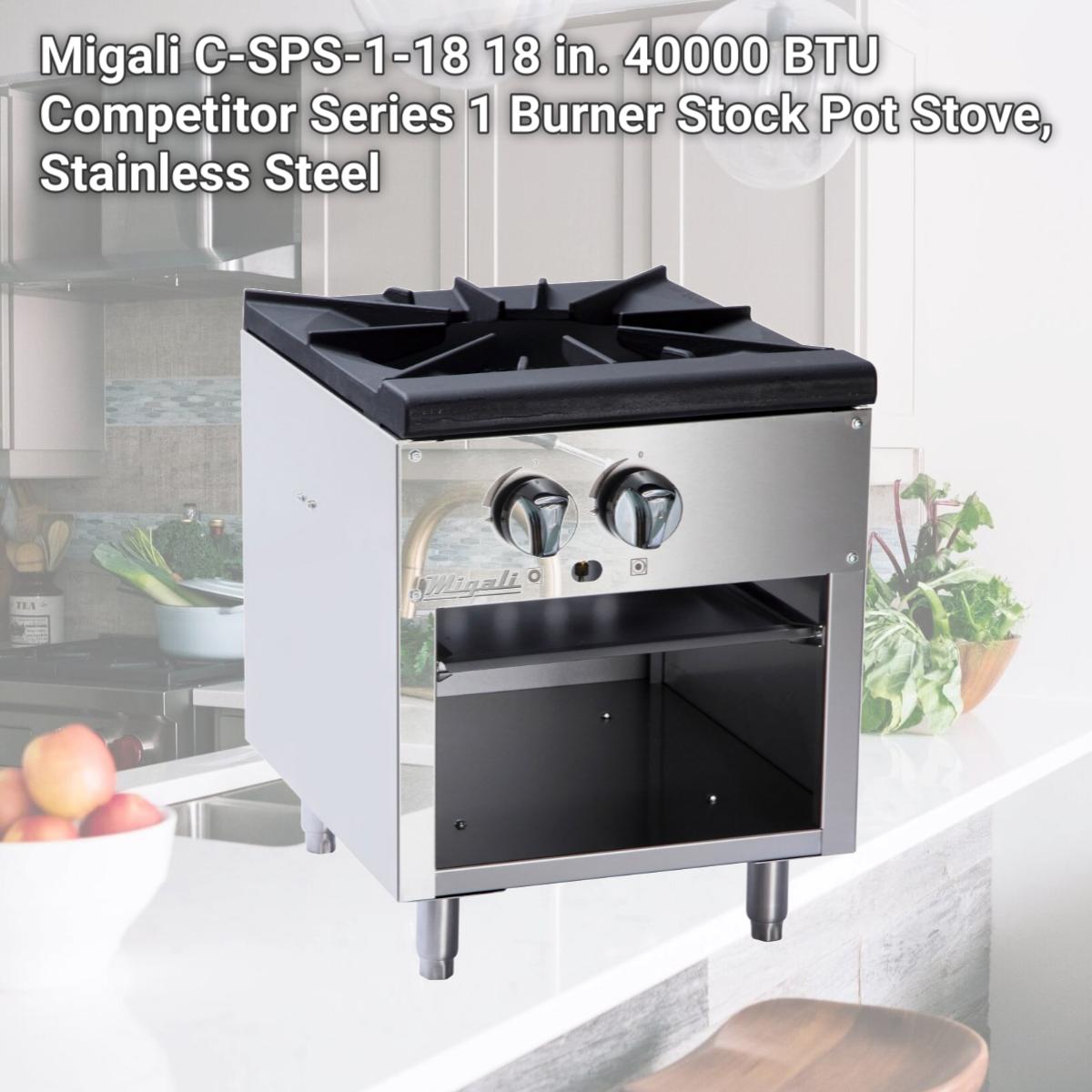Picture of Migali C-SPS-1-18 18 in. 40000 BTU Competitor Series 1 Burner Stock Pot Stove, Stainless Steel