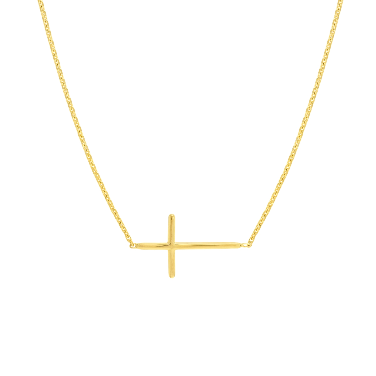 UBS015035067-14Y-18 14K Yellow Gold E2W Mini Cross Adjustable Necklace with Lobster Lock