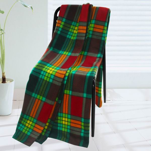 71 By 79 In. Trendy Plaids - Soft Coral Fleece Throw Blanket Red & Green Multicolor