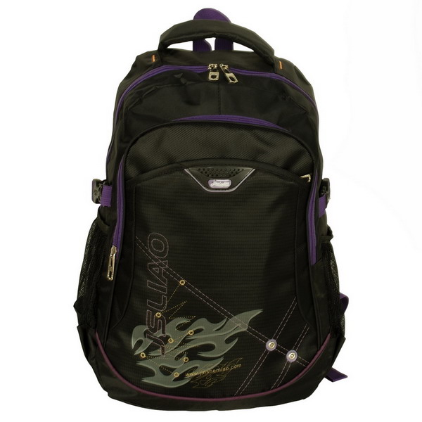 Purple Zipper Chic Multipurpose Backpack School Bag Dayback & Outdoor Backpack - Black