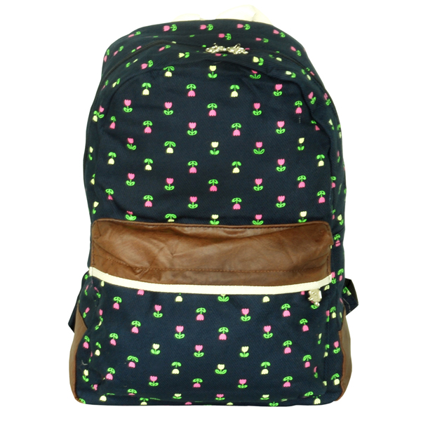 Pure Love Fabric Art School Backpack & Outdoor Daypack Navy