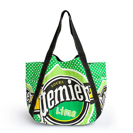 Abh-04047 Lime Pemier - 100 Percent Cotton Eco Canvas Shoulder Tote Bag Shopper Bag & Multiple Pockets Green