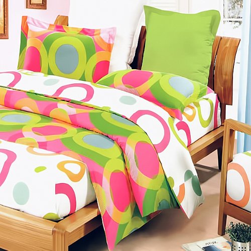 Ddx20-1-cfr01-1-plw01x1 Rhythm Of Colors - Luxury 7 Pieces Mega Bed In A Bag Combo 300gsm - Twin Size Green
