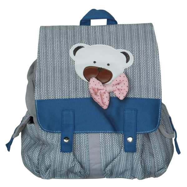 E169-blue Young Bear Fabric Art School Backpack Outdoor Daypack Blue