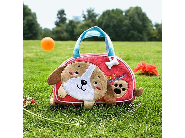 7.1 X 4.3 X 2 In. Dog Loves Bone - Embroidered Applique Kids Mini Handbag Cosmetic Bag & Travel Wallet