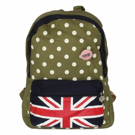 E173 Romantic Trip Fabric Art School Backpack Outdoor Daypack Olive