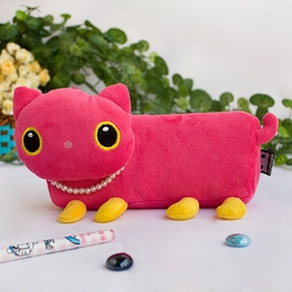 7.9 X 3.1 X 1.5 In. Pink Kitty - Large Plush Gadget Pencil Pouch Bag Cosmetic Bag & Carrying Case