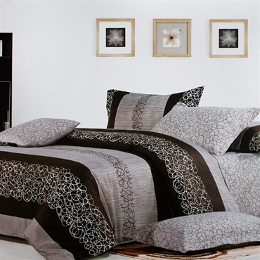 Mf64-3-cfr01-3 Charming Garret - Luxury 5 Pieces Comforter Set Combo 300gsm Queen Size - Brown