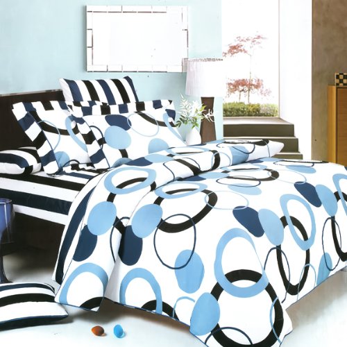 Minicfrs-mf61-3-cfr01-3 Artistic Blue - Luxury 4 Pieces Mini Comforter Set Combo 300gsm Queen Size - Blue