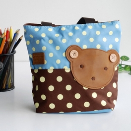 Kb-bxy8022-blue 9.4 X 2.7 X 7.8 In. Bear Skyblue - Blancho Applique Kids Fabric Art Mini Shopper Bag & Tote Bag