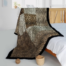 61 By 86.6 In. Onitiva - Hug Sunlights Patchwork Throw Blanket Brown