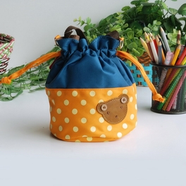 Kb-bxy8028-orange 5.7 X 6.3 X 7.8 In. Bear-orange Applique Kids Fabric Art Bucket Bag Bento Lunch Box & Shopper Bag Green