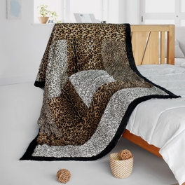 61 By 86.6 In. Onitiva - Colorful Mood Patchwork Throw Blanket Brown