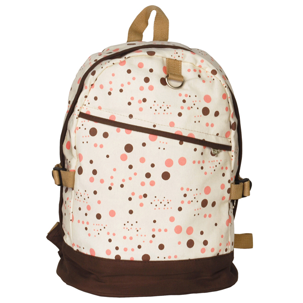 E168-brown Happy Painting Fabric Art School Backpack Outdoor Daypack White