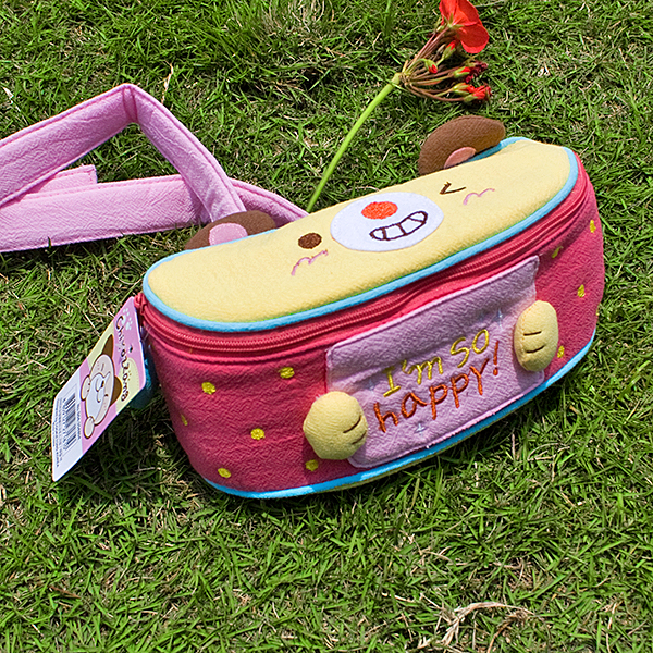 K-154-happy 7.1 X 3.1 X 2.8 In. Happy Cat - Embroidered Applique Kids Fanny Waist Pack & Travel Lumbar Pack