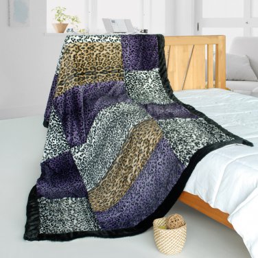 61 By 86.6 In. Onitiva - Fashion Life Patchwork Throw Blanket Purple