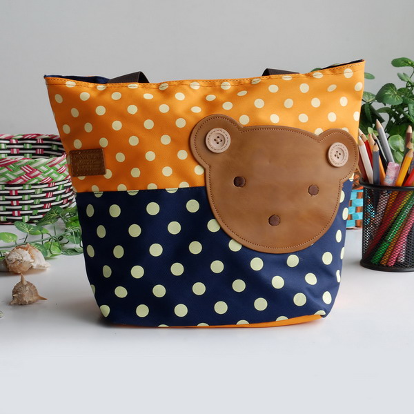 KB-BXY8023-ORANGE 13.3 x 5.1 x 10.6 in. Bear Orange - Blancho Applique Kids Fabric Art Tote Bag & Shopper Bag  Orange