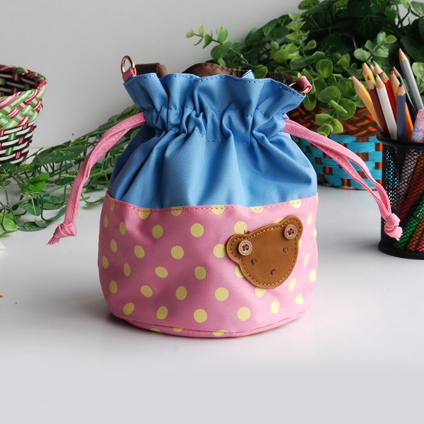 Kb-bxy8028-pink 5.7 X 6.3 X 7.8 In. Bear-pink Blancho Applique Kids Fabric Art Bucket Bag Bento Lunch Box & Shopper Bag Orange