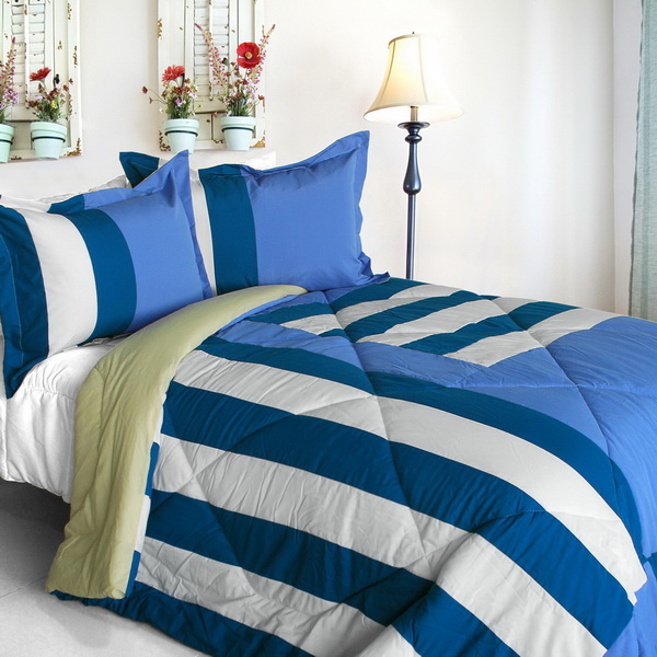 ONITIVA-CFT01063-23BRK-MPTP Friendly Katy - Quilted Patchwork Down Alternative Comforter Set Full & Queen Size - Blue