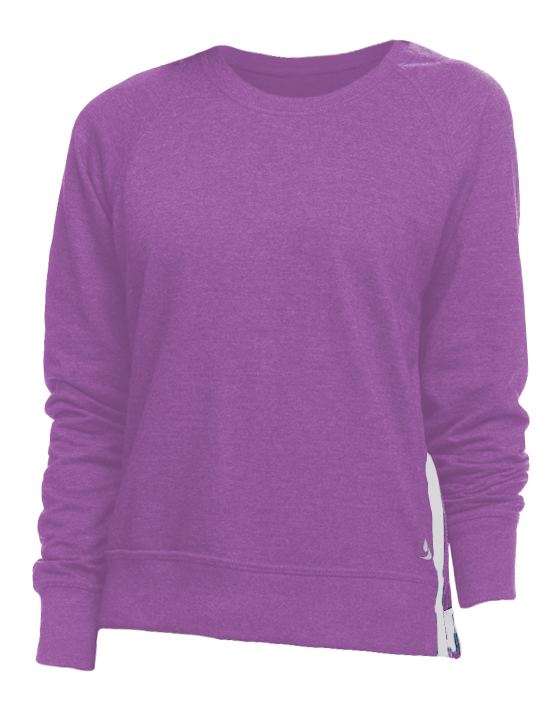 5356v5bxxlg French Terry Side Zip Crew For Junior, Meadow Mauve & Rosewater - Extra Large