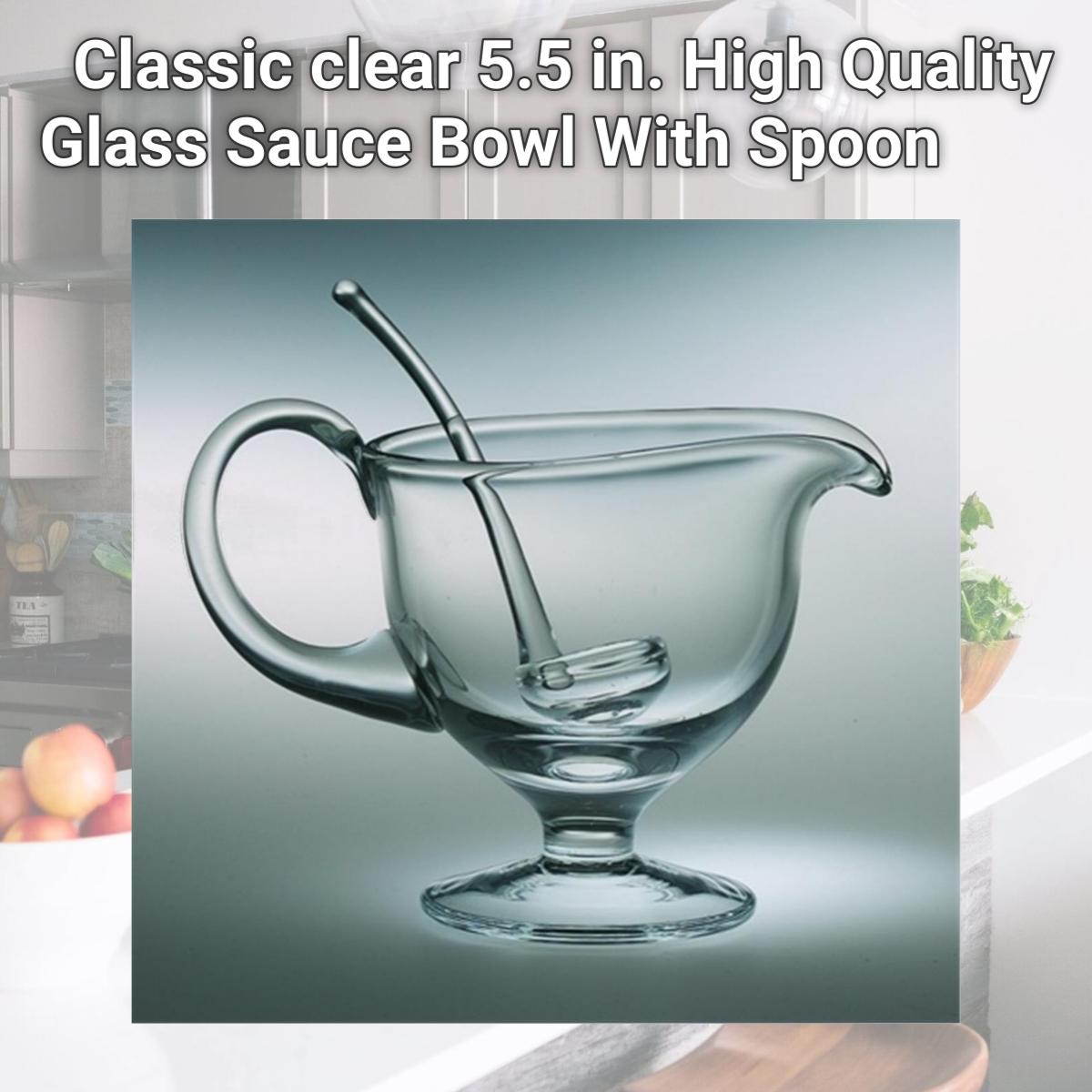 Picture of Majestic Gifts T-302 Classic clear 5.5 in. High Quality Glass Sauce Bowl With Spoon
