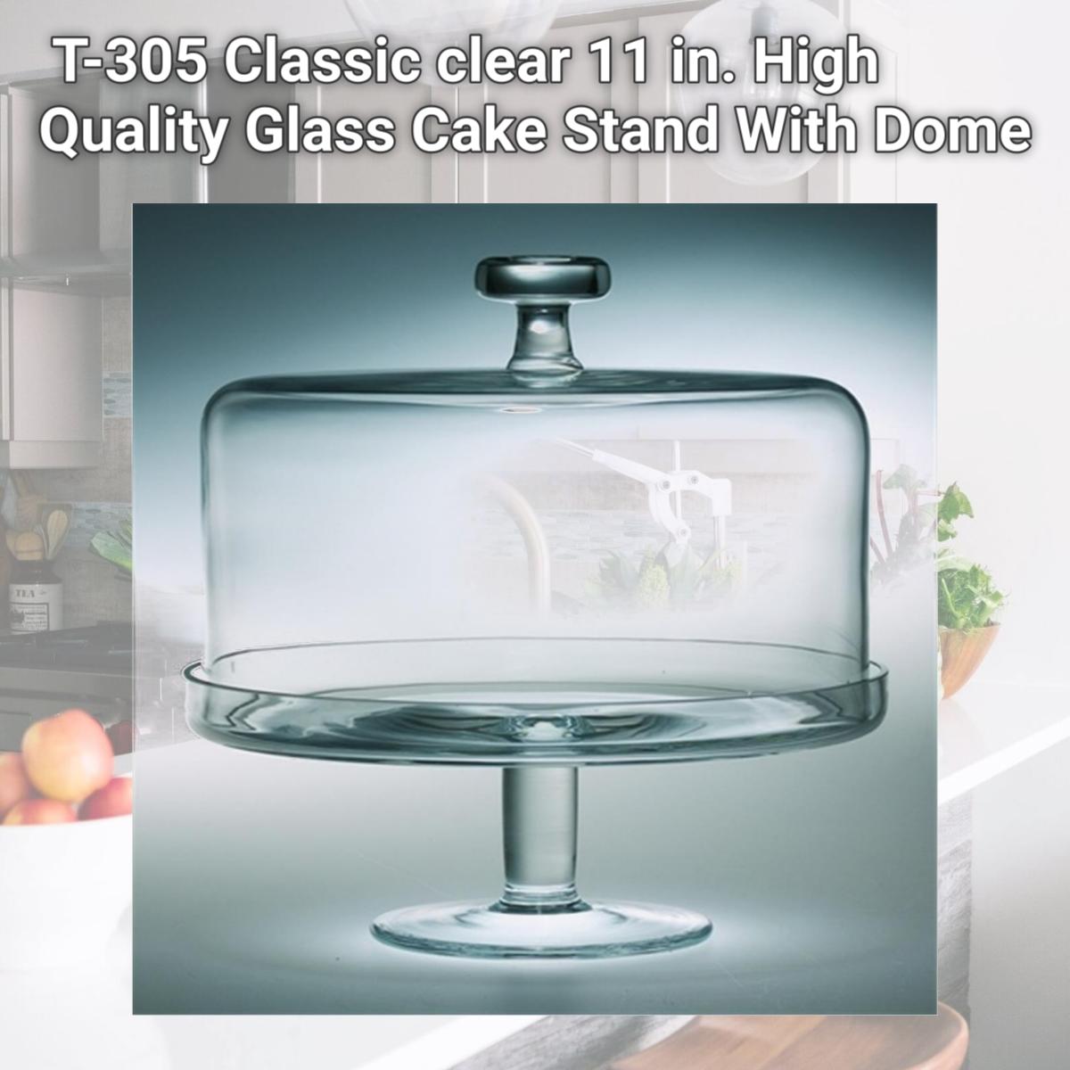 Picture of Majestic Gifts T-305 Classic clear 11 in. High Quality Glass Cake Stand With Dome